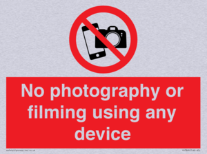 No photography or filming using any device